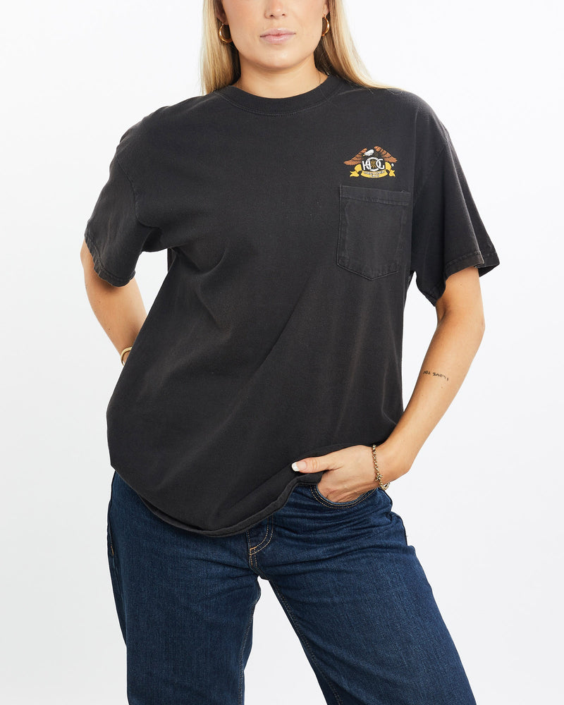 Vintage, Harley, Davidson, Owners, Group, Tee, The Real Deal, size medium, colour Black, newtown, sydney, australia, thrift store, opshop, preloved, secondhand, sustainable, retro, antique, 70s, 80s, 90s, 2000s, 00s, fashion, clothing, streetwear, trendy, garment, style, boutique, store, shop, archive, sale, cheap, best, top, T-Shirts