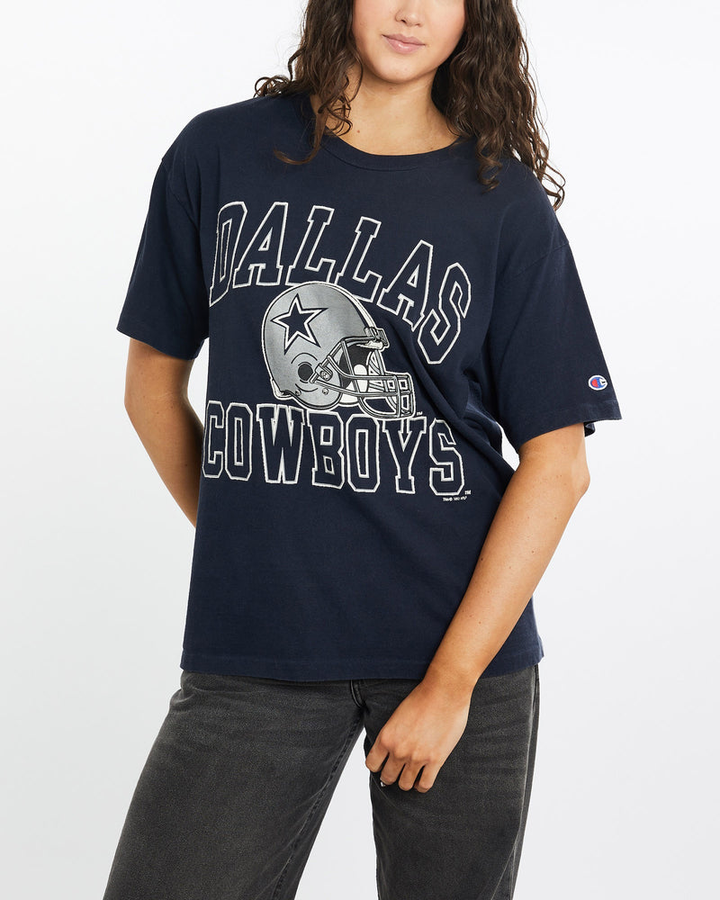 Vintage, 1993, Champion, NFL, Dallas, Cowboys, Tee, The Real Deal, size medium, colour Navy, newtown, sydney, australia, thrift store, opshop, preloved, secondhand, sustainable, retro, antique, 70s, 80s, 90s, 2000s, 00s, fashion, clothing, streetwear, trendy, garment, style, boutique, store, shop, archive, sale, cheap, best, top, T-Shirts