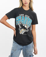 Vintage, 1991, NHL, San, Jose, Sharks, Tee, The Real Deal, size extra small, colour Black, newtown, sydney, australia, thrift store, opshop, preloved, secondhand, sustainable, retro, antique, 70s, 80s, 90s, 2000s, 00s, fashion, clothing, streetwear, trendy, garment, style, boutique, store, shop, archive, sale, cheap, best, top, T-Shirts