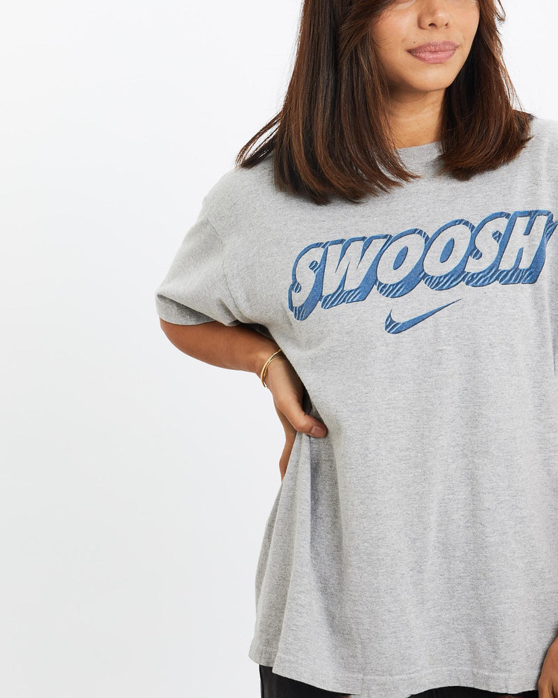 Vintage, Nike, Swoosh, Tee, The Real Deal, size extra small, colour Burgundy, newtown, sydney, australia, thrift store, opshop, preloved, secondhand, sustainable, retro, antique, 70s, 80s, 90s, 2000s, 00s, fashion, clothing, streetwear, trendy, garment, style, boutique, store, shop, archive, sale, cheap, best, top, T-Shirts