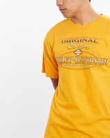 Vintage, Harley, Davidson, Tee, The Real Deal, size large, colour Yellow, newtown, sydney, australia, thrift store, opshop, preloved, secondhand, sustainable, retro, antique, 70s, 80s, 90s, 2000s, 00s, fashion, clothing, streetwear, trendy, garment, style, boutique, store, shop, archive, sale, cheap, best, top, T-Shirts