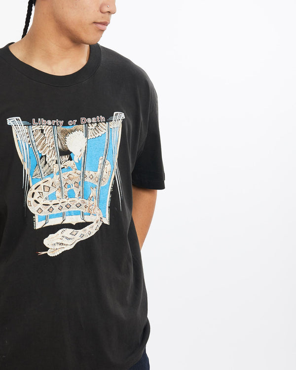 Vintage, 90s, Liberty, Or, Death, Wildlife, Tee, The Real Deal, size large, colour Black, newtown, sydney, australia, thrift store, opshop, preloved, secondhand, sustainable, retro, antique, 70s, 80s, 90s, 2000s, 00s, fashion, clothing, streetwear, trendy, garment, style, boutique, store, shop, archive, sale, cheap, best, top, T-Shirts