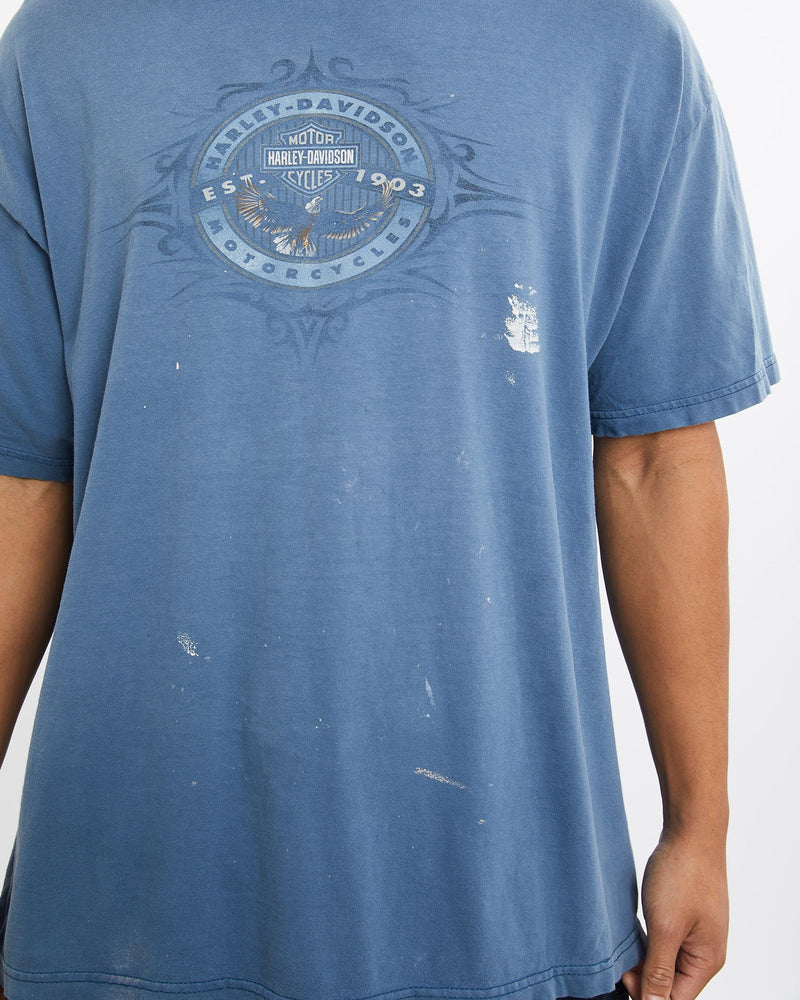 Vintage, Harley, Davidson, Tee, The Real Deal, size large, colour Blue, newtown, sydney, australia, thrift store, opshop, preloved, secondhand, sustainable, retro, antique, 70s, 80s, 90s, 2000s, 00s, fashion, clothing, streetwear, trendy, garment, style, boutique, store, shop, archive, sale, cheap, best, top, T-Shirts