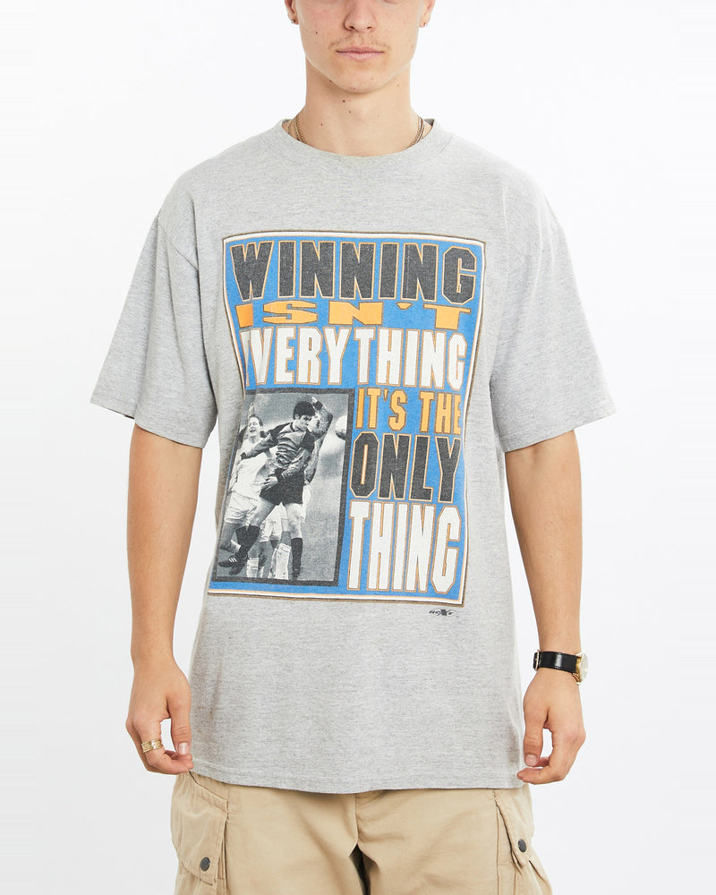 Vintage, Winning, Isn't, Everything', Soccer, Tee, The Real Deal, size large, colour Grey, newtown, sydney, australia, thrift store, opshop, preloved, secondhand, sustainable, retro, antique, 70s, 80s, 90s, 2000s, 00s, fashion, clothing, streetwear, trendy, garment, style, boutique, store, shop, archive, sale, cheap, best, top, T-Shirts