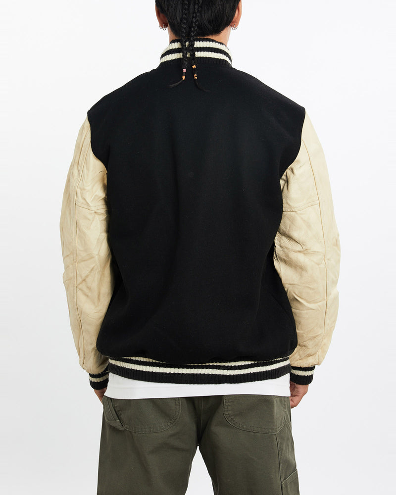 Vintage, 90s, Varsity, Jacket, The Real Deal, size large, colour Black, newtown, sydney, australia, thrift store, opshop, preloved, secondhand, sustainable, retro, antique, 70s, 80s, 90s, 2000s, 00s, fashion, clothing, streetwear, trendy, garment, style, boutique, store, shop, archive, sale, cheap, best, top, Jackets