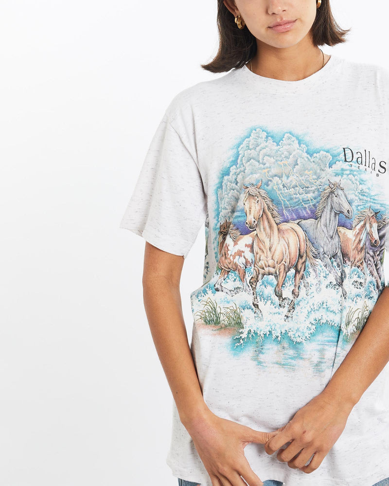 Vintage, 90s, Dallas, Texas, Horse, Wildlife, Tee, The Real Deal, size small, colour Grey, newtown, sydney, australia, thrift store, opshop, preloved, secondhand, sustainable, retro, antique, 70s, 80s, 90s, 2000s, 00s, fashion, clothing, streetwear, trendy, garment, style, boutique, store, shop, archive, sale, cheap, best, top, T-Shirts