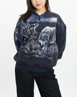 Vintage 90s Wolf Wildlife Sweatshirt <br>S , The Real Deal , newtown, sydney, australia, thrift store, opshop, preloved, secondhand, sustainable, retro, antique, 70s, 80s, 90s, 2000s, 00s, fashion, clothing, streetwear, trendy, garment, style, boutique, store, shop, archive, sale, cheap, best, top