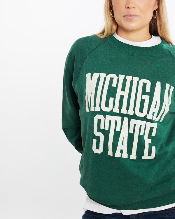 Vintage, 80s, Michigan, State, Sweatshirt, The Real Deal, size small, colour Green, newtown, sydney, australia, thrift store, opshop, preloved, secondhand, sustainable, retro, antique, 70s, 80s, 90s, 2000s, 00s, fashion, clothing, streetwear, trendy, garment, style, boutique, store, shop, archive, sale, cheap, best, top, Sweats and hoodies