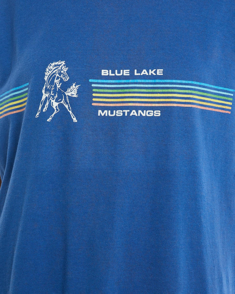 Vintage, 80s, Blue, Lake, Mustangs, Tee, The Real Deal, size medium, colour Blue, newtown, sydney, australia, thrift store, opshop, preloved, secondhand, sustainable, retro, antique, 70s, 80s, 90s, 2000s, 00s, fashion, clothing, streetwear, trendy, garment, style, boutique, store, shop, archive, sale, cheap, best, top, T-Shirts