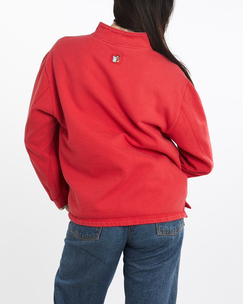 Vintage, 90s, Mickey, Mouse, Disneyland, Quarter, Zip, Sweatshirt, The Real Deal, size medium, colour Red, newtown, sydney, australia, thrift store, opshop, preloved, secondhand, sustainable, retro, antique, 70s, 80s, 90s, 2000s, 00s, fashion, clothing, streetwear, trendy, garment, style, boutique, store, shop, archive, sale, cheap, best, top, Sweats and hoodies