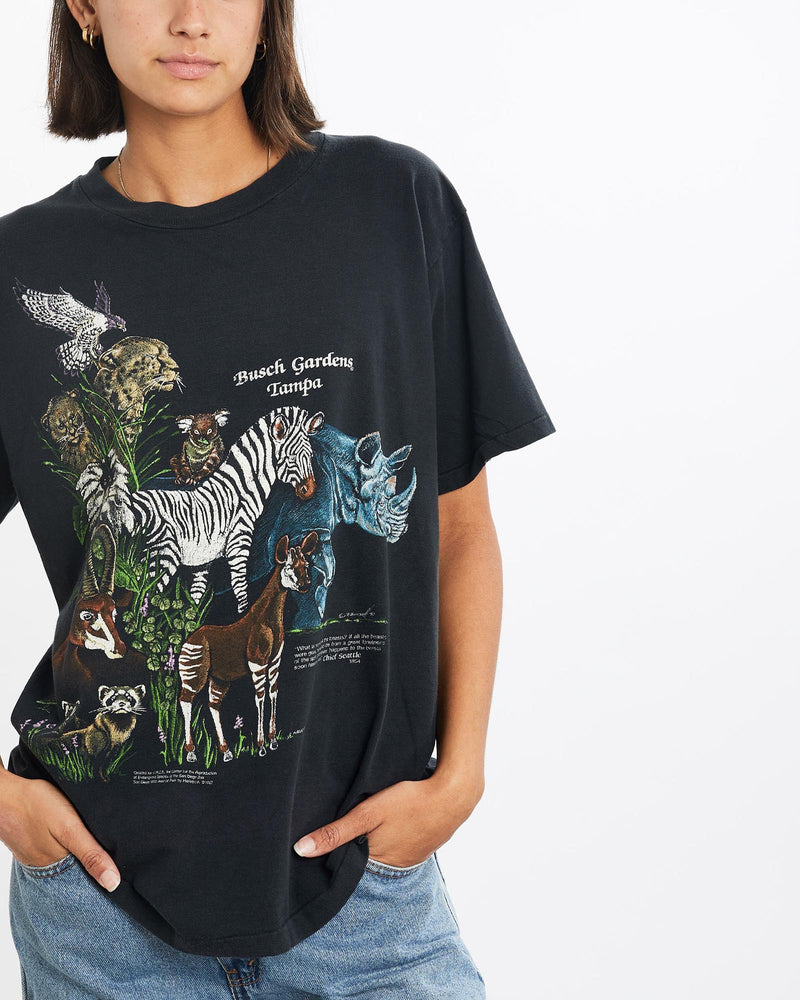 Vintage, 90s, Busch, Gardens, Tampa, Wildlife, Tee, The Real Deal, size small, colour Black, newtown, sydney, australia, thrift store, opshop, preloved, secondhand, sustainable, retro, antique, 70s, 80s, 90s, 2000s, 00s, fashion, clothing, streetwear, trendy, garment, style, boutique, store, shop, archive, sale, cheap, best, top, T-Shirts