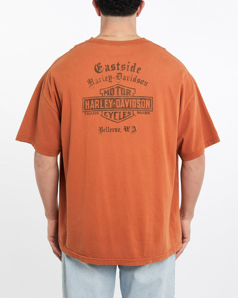 Vintage, Harley, Davidson, Tee, The Real Deal, size double extra large, colour Orange, newtown, sydney, australia, thrift store, opshop, preloved, secondhand, sustainable, retro, antique, 70s, 80s, 90s, 2000s, 00s, fashion, clothing, streetwear, trendy, garment, style, boutique, store, shop, archive, sale, cheap, best, top, T-Shirts
