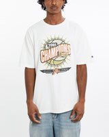 Vintage, Champion, NBA, Philadelphia, 76ers, Tee, The Real Deal, size large, colour White, newtown, sydney, australia, thrift store, opshop, preloved, secondhand, sustainable, retro, antique, 70s, 80s, 90s, 2000s, 00s, fashion, clothing, streetwear, trendy, garment, style, boutique, store, shop, archive, sale, cheap, best, top, T-Shirts