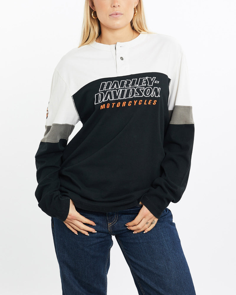 Vintage, Harley, Davidson, Long, Sleeve, Tee, The Real Deal, size medium, colour Multicolour, newtown, sydney, australia, thrift store, opshop, preloved, secondhand, sustainable, retro, antique, 70s, 80s, 90s, 2000s, 00s, fashion, clothing, streetwear, trendy, garment, style, boutique, store, shop, archive, sale, cheap, best, top, T-Shirts