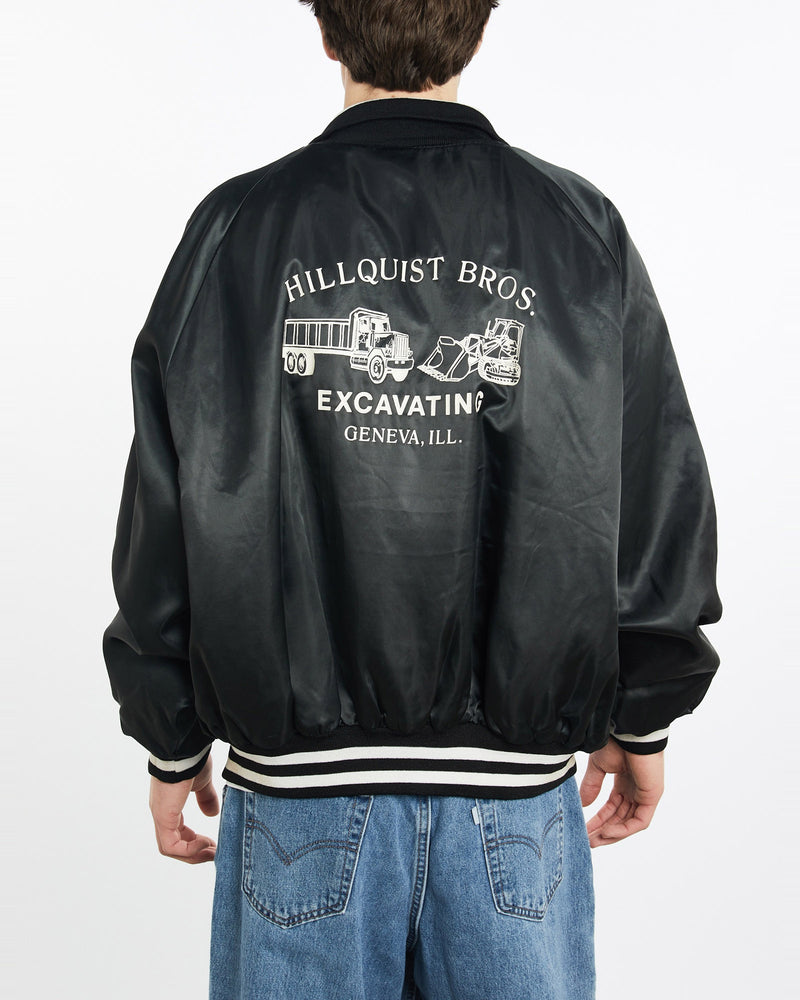 Vintage, 90s, Satin, Bomber, Jacket, The Real Deal, size extra large, colour Black, newtown, sydney, australia, thrift store, opshop, preloved, secondhand, sustainable, retro, antique, 70s, 80s, 90s, 2000s, 00s, fashion, clothing, streetwear, trendy, garment, style, boutique, store, shop, archive, sale, cheap, best, top, Jackets