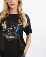 Harley, Davidson, Tee, The Real Deal, size medium, colour Black, newtown, sydney, australia, thrift store, opshop, preloved, secondhand, sustainable, retro, antique, 70s, 80s, 90s, 2000s, 00s, fashion, clothing, streetwear, trendy, garment, style, boutique, store, shop, archive, sale, cheap, best, top, T-Shirts