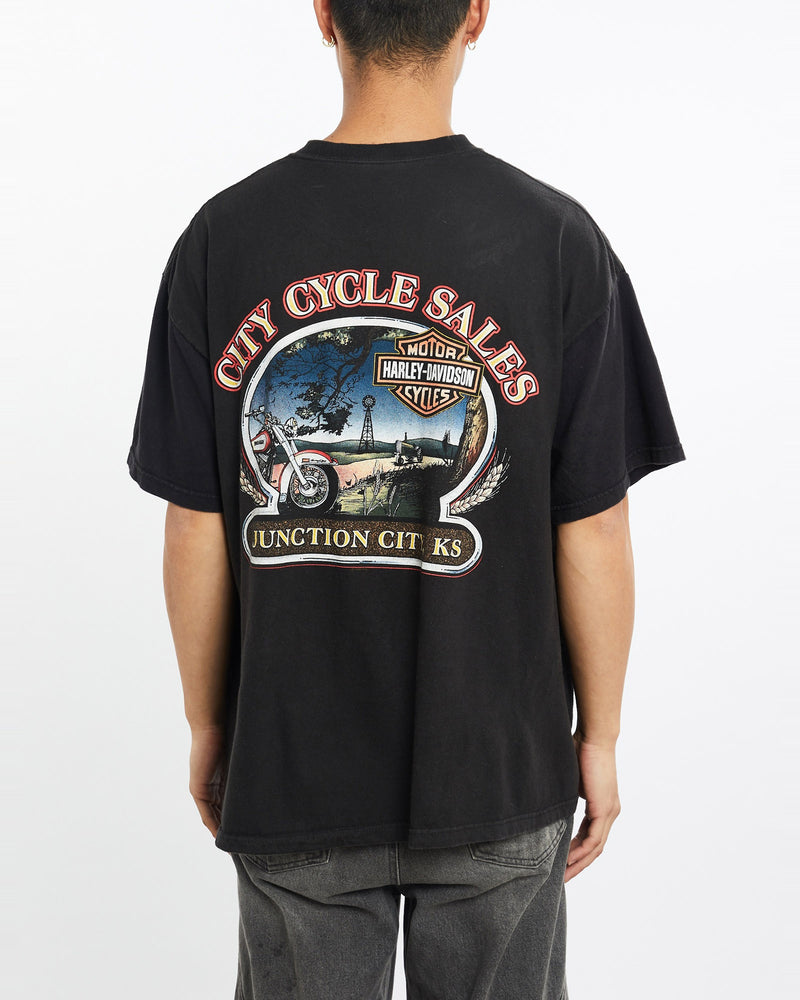 Vintage, Harley, Davidson, Tee, The Real Deal, size large, colour Black, newtown, sydney, australia, thrift store, opshop, preloved, secondhand, sustainable, retro, antique, 70s, 80s, 90s, 2000s, 00s, fashion, clothing, streetwear, trendy, garment, style, boutique, store, shop, archive, sale, cheap, best, top, T-Shirts