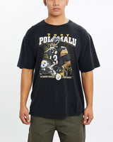 Vintage, Troy, Polamalu, NFL, Pittsburgh, Steelers, Tee, The Real Deal, size large, colour Black, newtown, sydney, australia, thrift store, opshop, preloved, secondhand, sustainable, retro, antique, 70s, 80s, 90s, 2000s, 00s, fashion, clothing, streetwear, trendy, garment, style, boutique, store, shop, archive, sale, cheap, best, top, T-Shirts