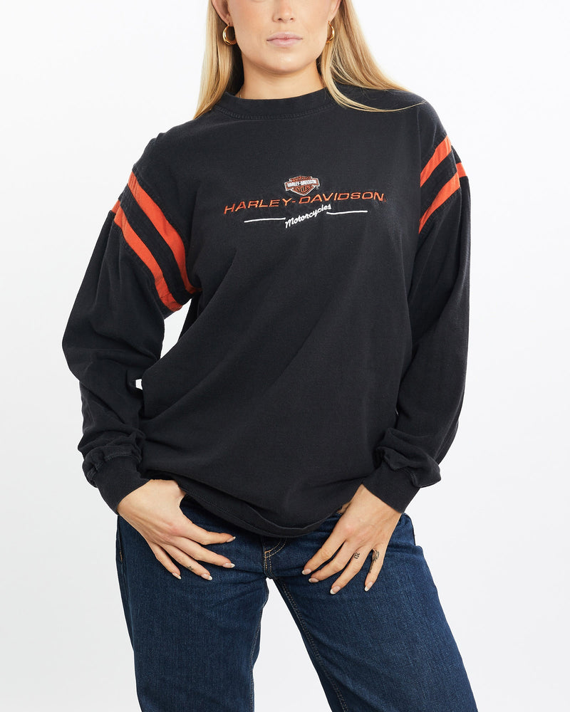 Vintage, 90s, Harley, Davidson, Long, Sleeve, Tee, The Real Deal, size medium, colour Black, newtown, sydney, australia, thrift store, opshop, preloved, secondhand, sustainable, retro, antique, 70s, 80s, 90s, 2000s, 00s, fashion, clothing, streetwear, trendy, garment, style, boutique, store, shop, archive, sale, cheap, best, top, T-Shirts