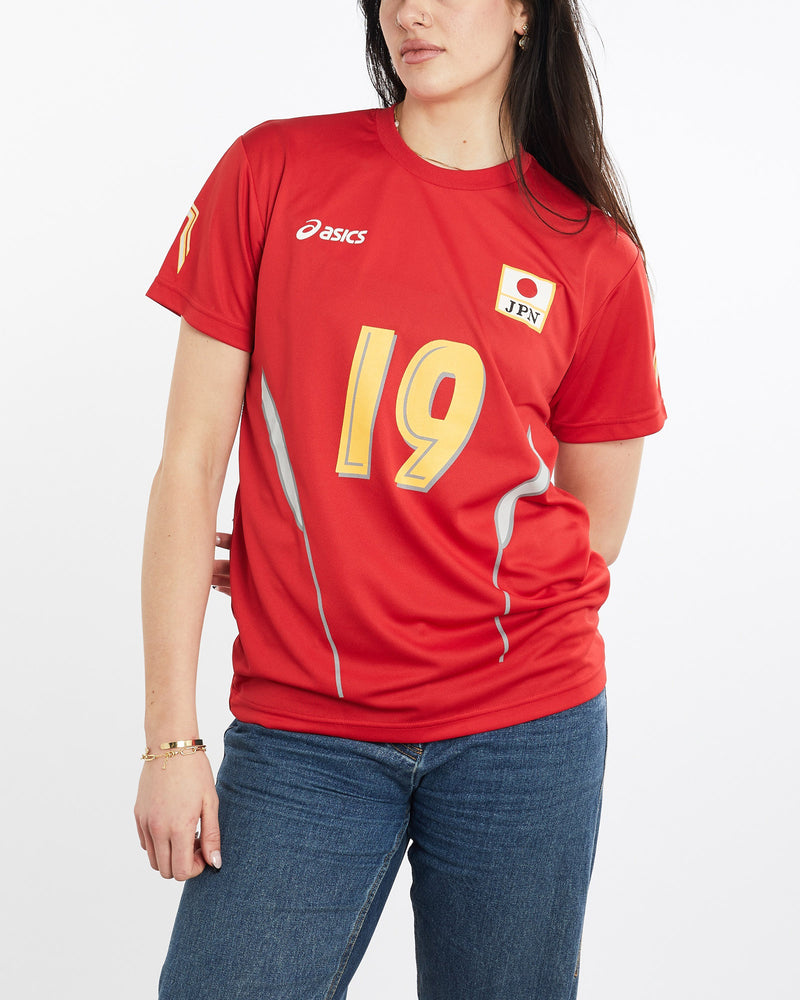 Vintage, Asics, Japan, Soccer, Jersey, The Real Deal, size medium, colour Red, newtown, sydney, australia, thrift store, opshop, preloved, secondhand, sustainable, retro, antique, 70s, 80s, 90s, 2000s, 00s, fashion, clothing, streetwear, trendy, garment, style, boutique, store, shop, archive, sale, cheap, best, top, T-Shirts