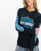 Vintage, Harley, Davidson, Long, Sleeve, Tee, The Real Deal, size small, colour Black, newtown, sydney, australia, thrift store, opshop, preloved, secondhand, sustainable, retro, antique, 70s, 80s, 90s, 2000s, 00s, fashion, clothing, streetwear, trendy, garment, style, boutique, store, shop, archive, sale, cheap, best, top, T-Shirts