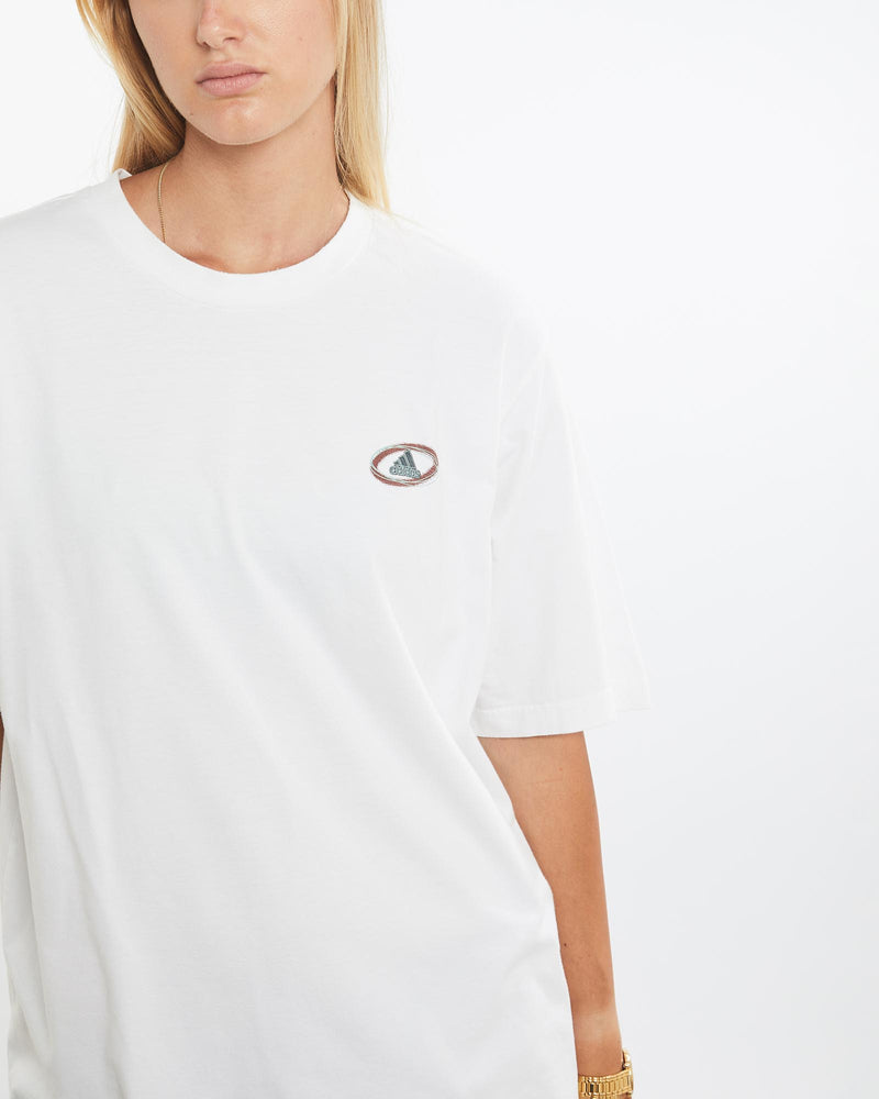 Vintage, 90s, Adidas, Tee, The Real Deal, size medium, colour White, newtown, sydney, australia, thrift store, opshop, preloved, secondhand, sustainable, retro, antique, 70s, 80s, 90s, 2000s, 00s, fashion, clothing, streetwear, trendy, garment, style, boutique, store, shop, archive, sale, cheap, best, top, T-Shirts