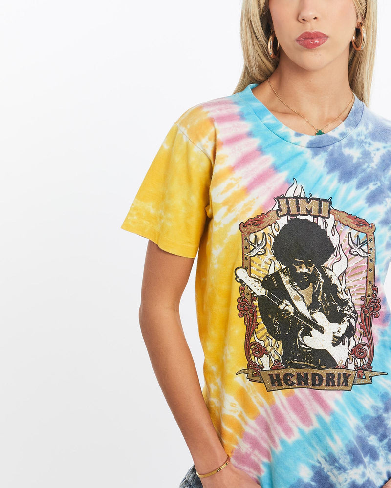 Vintage, Jimi, Hendrix, Music, Tie, Dye, Tee, The Real Deal, size extra small, colour Multicolour, newtown, sydney, australia, thrift store, opshop, preloved, secondhand, sustainable, retro, antique, 70s, 80s, 90s, 2000s, 00s, fashion, clothing, streetwear, trendy, garment, style, boutique, store, shop, archive, sale, cheap, best, top, T-Shirts
