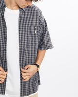 Vintage, 90s, Polo, Ralph, Lauren, Short, Sleeve, Button, Up, Shirt, The Real Deal, size large, colour Blue, newtown, sydney, australia, thrift store, opshop, preloved, secondhand, sustainable, retro, antique, 70s, 80s, 90s, 2000s, 00s, fashion, clothing, streetwear, trendy, garment, style, boutique, store, shop, archive, sale, cheap, best, top, Shirts