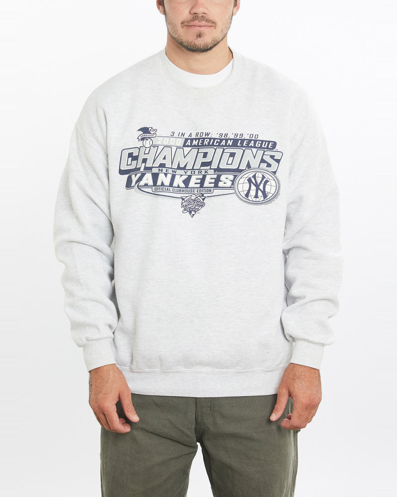 Vintage, MLB, New, York, Yankees, Sweatshirt, The Real Deal, size large, colour Grey, newtown, sydney, australia, thrift store, opshop, preloved, secondhand, sustainable, retro, antique, 70s, 80s, 90s, 2000s, 00s, fashion, clothing, streetwear, trendy, garment, style, boutique, store, shop, archive, sale, cheap, best, top, Sweats and hoodies