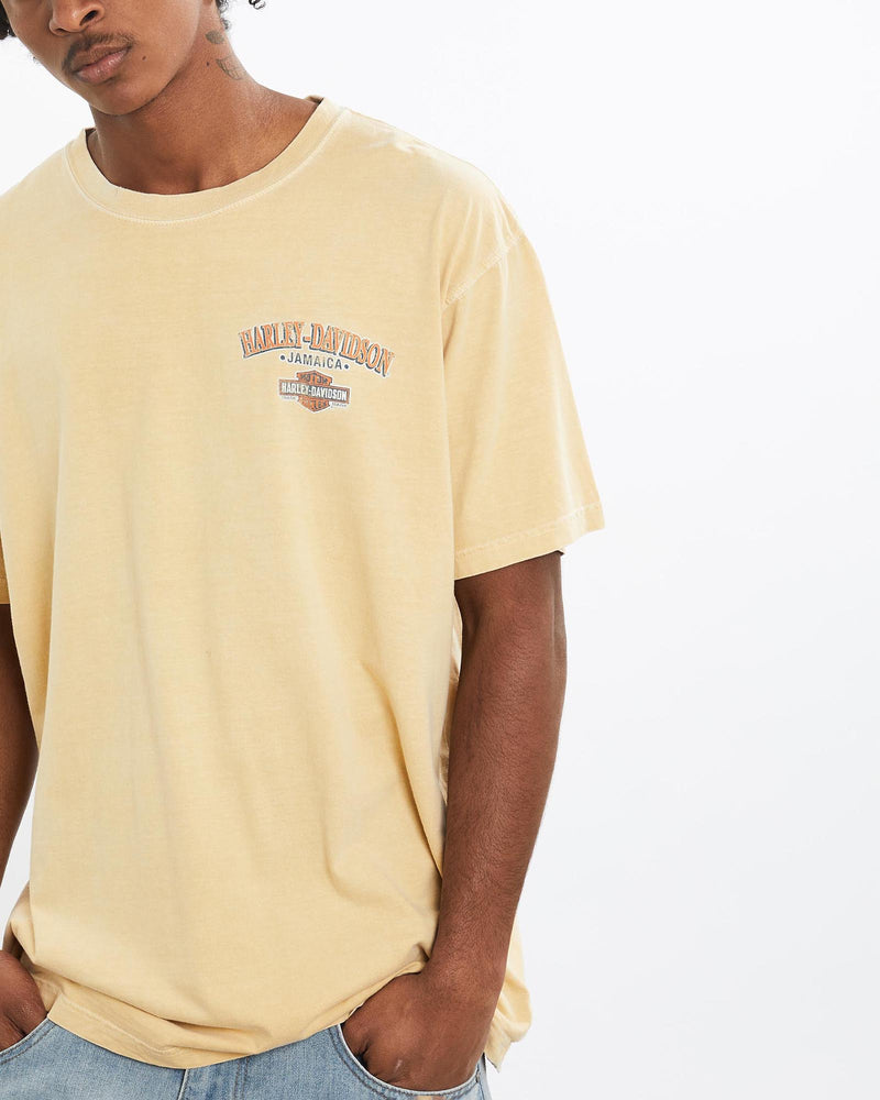 Vintage, Harley, Davidson, Tee, The Real Deal, size large, colour Yellow, newtown, sydney, australia, thrift store, opshop, preloved, secondhand, sustainable, retro, antique, 70s, 80s, 90s, 2000s, 00s, fashion, clothing, streetwear, trendy, garment, style, boutique, store, shop, archive, sale, cheap, best, top, T-Shirts