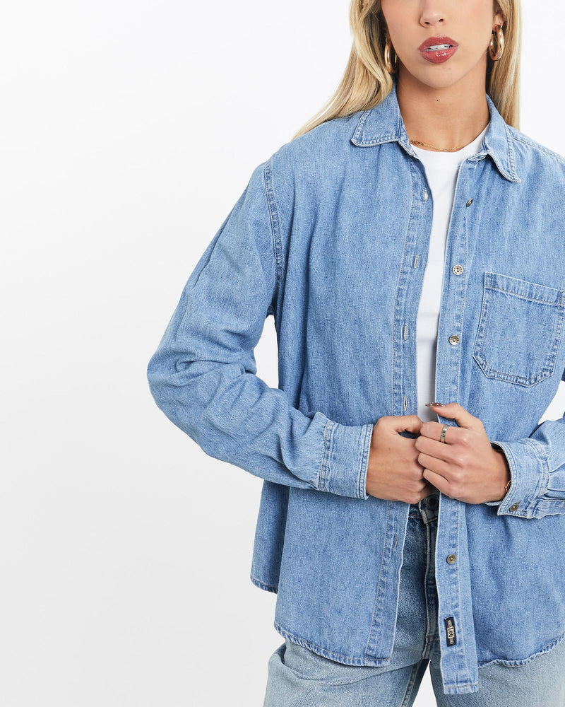 Vintage, Lee, Denim, Button, Up, Shirt, The Real Deal, size extra small, colour Blue, newtown, sydney, australia, thrift store, opshop, preloved, secondhand, sustainable, retro, antique, 70s, 80s, 90s, 2000s, 00s, fashion, clothing, streetwear, trendy, garment, style, boutique, store, shop, archive, sale, cheap, best, top, Shirts