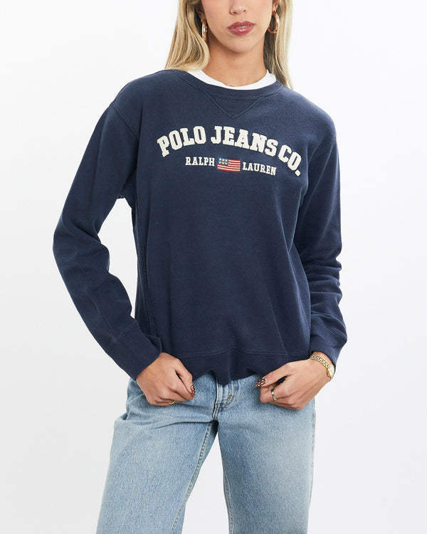 Vintage, 90s, Ralph, Lauren, Polo, Jeans, Co., Sweatshirt, The Real Deal, size double extra small, colour Navy, newtown, sydney, australia, thrift store, opshop, preloved, secondhand, sustainable, retro, antique, 70s, 80s, 90s, 2000s, 00s, fashion, clothing, streetwear, trendy, garment, style, boutique, store, shop, archive, sale, cheap, best, top, Sweats and hoodies