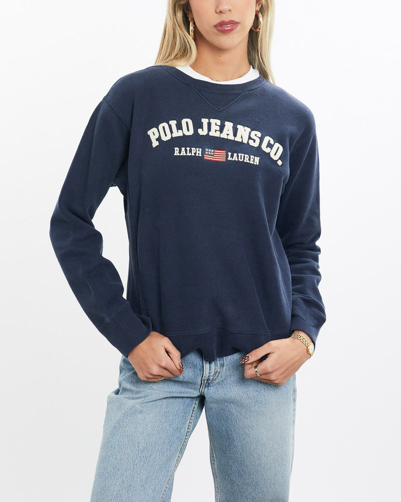 Vintage, 90s, Ralph, Lauren, Polo, Jeans, Co., Sweatshirt, The Real Deal, size double extra small, colour Navy, newtown, sydney, australia, thrift store, opshop, preloved, secondhand, sustainable, retro, antique, 70s, 80s, 90s, 2000s, 00s, fashion, clothing, streetwear, trendy, garment, style, boutique, store, shop, archive, sale, cheap, best, top, Sweats and hoodies