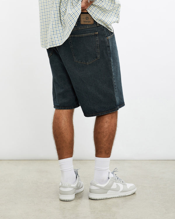 Vintage, Wrangler, Denim, Shorts, The Real Deal, size 36", colour Navy, newtown, sydney, australia, thrift store, opshop, preloved, secondhand, sustainable, retro, antique, 70s, 80s, 90s, 2000s, 00s, fashion, clothing, streetwear, trendy, garment, style, boutique, store, shop, archive, sale, cheap, best, top, Shorts
