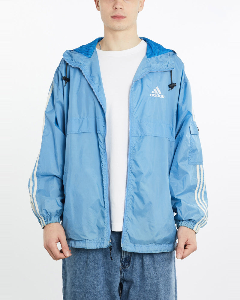 Vintage, 90s, Adidas, Windbreaker, Jacket, The Real Deal, size extra large, colour Blue, newtown, sydney, australia, thrift store, opshop, preloved, secondhand, sustainable, retro, antique, 70s, 80s, 90s, 2000s, 00s, fashion, clothing, streetwear, trendy, garment, style, boutique, store, shop, archive, sale, cheap, best, top, Jackets