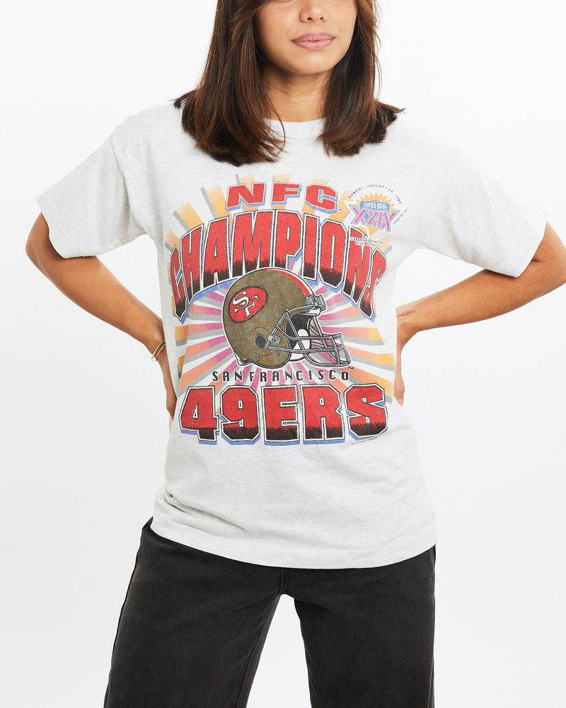 Vintage, 1995, NFL, San, Francisco, 49ers, Tee, The Real Deal, size double extra small, colour White, newtown, sydney, australia, thrift store, opshop, preloved, secondhand, sustainable, retro, antique, 70s, 80s, 90s, 2000s, 00s, fashion, clothing, streetwear, trendy, garment, style, boutique, store, shop, archive, sale, cheap, best, top, T-Shirts