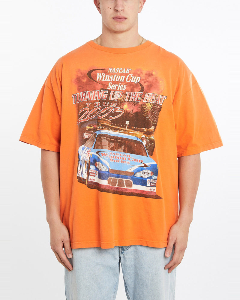 Vintage, NASCAR, Racing, Tee, The Real Deal, size double extra large, colour Orange, newtown, sydney, australia, thrift store, opshop, preloved, secondhand, sustainable, retro, antique, 70s, 80s, 90s, 2000s, 00s, fashion, clothing, streetwear, trendy, garment, style, boutique, store, shop, archive, sale, cheap, best, top, T-Shirts