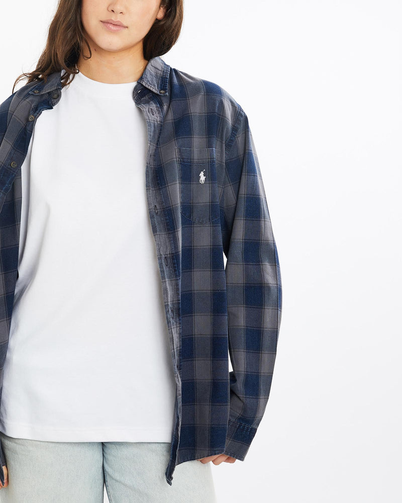 Vintage, 90s, Polo, Ralph, Lauren, Button, Up, Shirt, The Real Deal, size medium, colour Blue, newtown, sydney, australia, thrift store, opshop, preloved, secondhand, sustainable, retro, antique, 70s, 80s, 90s, 2000s, 00s, fashion, clothing, streetwear, trendy, garment, style, boutique, store, shop, archive, sale, cheap, best, top, Shirts