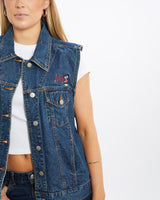 Vintage, 90s, Disney, Mickey, Mouse, Denim, Vest, The Real Deal, size medium, colour Navy, newtown, sydney, australia, thrift store, opshop, preloved, secondhand, sustainable, retro, antique, 70s, 80s, 90s, 2000s, 00s, fashion, clothing, streetwear, trendy, garment, style, boutique, store, shop, archive, sale, cheap, best, top, Jackets