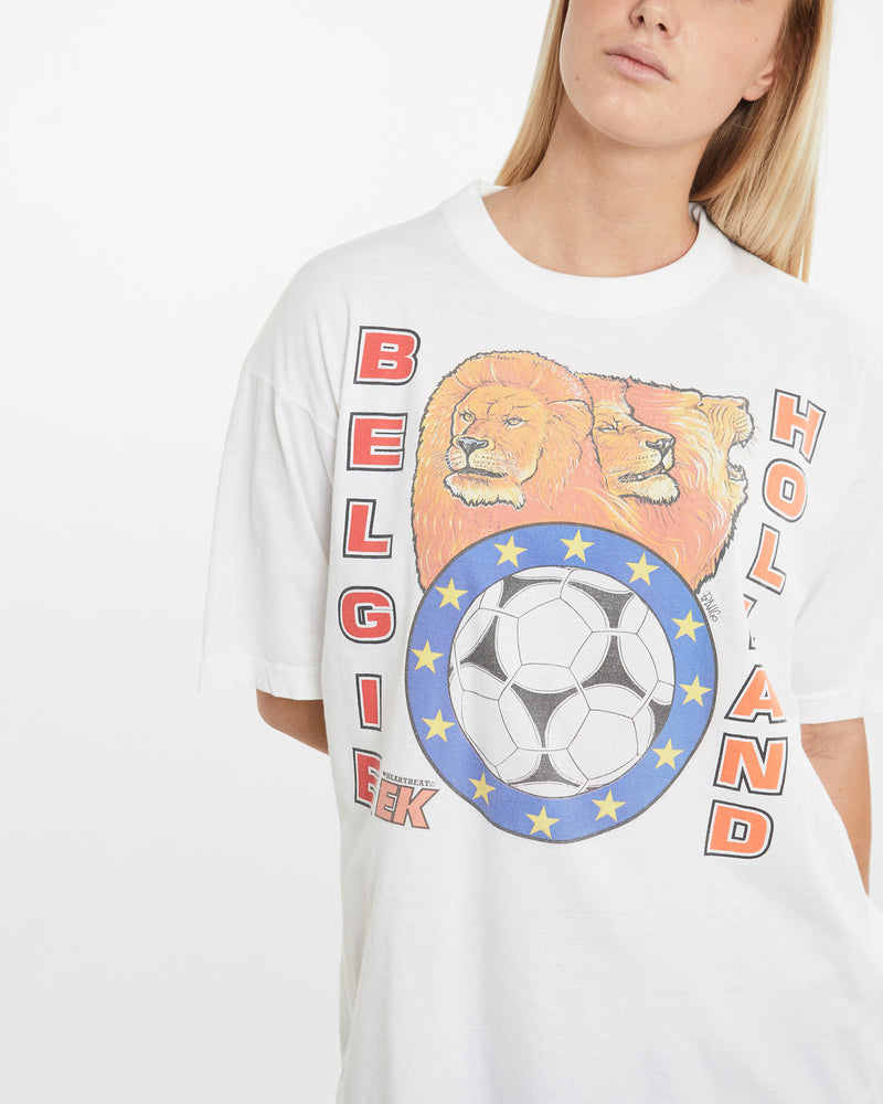 Vintage 90s Belgie Holland Soccer Tee <br>M , The Real Deal , newtown, sydney, australia, thrift store, opshop, preloved, secondhand, sustainable, retro, antique, 70s, 80s, 90s, 2000s, 00s, fashion, clothing, streetwear, trendy, garment, style, boutique, store, shop, archive, sale, cheap, best, top