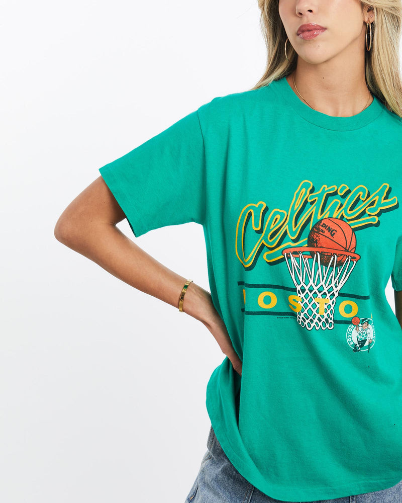 Vintage, 90s, NBA, Boston, Celtics, Tee, The Real Deal, size extra small, colour Green, newtown, sydney, australia, thrift store, opshop, preloved, secondhand, sustainable, retro, antique, 70s, 80s, 90s, 2000s, 00s, fashion, clothing, streetwear, trendy, garment, style, boutique, store, shop, archive, sale, cheap, best, top, T-Shirts