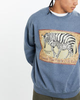 Vintage, 90s, WWF, Zebra, Wildlife, Sweatshirt, The Real Deal, size large, colour Blue, newtown, sydney, australia, thrift store, opshop, preloved, secondhand, sustainable, retro, antique, 70s, 80s, 90s, 2000s, 00s, fashion, clothing, streetwear, trendy, garment, style, boutique, store, shop, archive, sale, cheap, best, top, Sweats and hoodies