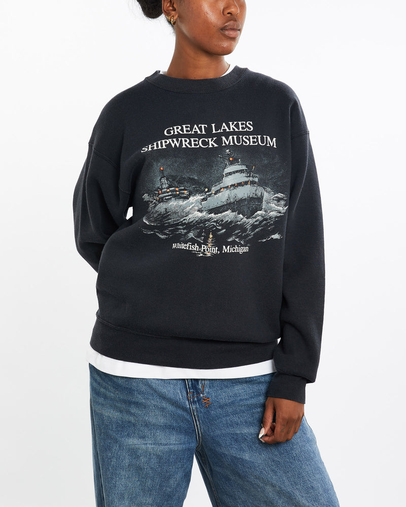 Vintage, 90s, Great, Lakes, Shipwreck, Museum, Sweatshirt, The Real Deal, size medium, colour Black, newtown, sydney, australia, thrift store, opshop, preloved, secondhand, sustainable, retro, antique, 70s, 80s, 90s, 2000s, 00s, fashion, clothing, streetwear, trendy, garment, style, boutique, store, shop, archive, sale, cheap, best, top, Sweats and hoodies