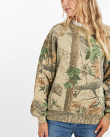 Vintage, 90s, Realtree, Camo, Sweatshirt, The Real Deal, size medium, colour Green, newtown, sydney, australia, thrift store, opshop, preloved, secondhand, sustainable, retro, antique, 70s, 80s, 90s, 2000s, 00s, fashion, clothing, streetwear, trendy, garment, style, boutique, store, shop, archive, sale, cheap, best, top, Sweats and hoodies