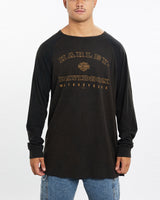 Vintage, Harley, Davidson, Thermal, Long, Sleeve, Tee, The Real Deal, size double extra large, colour Black, newtown, sydney, australia, thrift store, opshop, preloved, secondhand, sustainable, retro, antique, 70s, 80s, 90s, 2000s, 00s, fashion, clothing, streetwear, trendy, garment, style, boutique, store, shop, archive, sale, cheap, best, top, T-Shirts