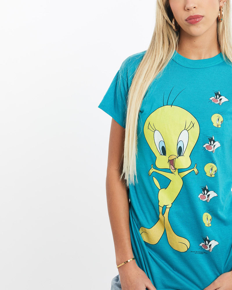 Vintage, 1995, Tweety, Bird, Looney, Tunes, Tee, The Real Deal, size extra small, colour Blue, newtown, sydney, australia, thrift store, opshop, preloved, secondhand, sustainable, retro, antique, 70s, 80s, 90s, 2000s, 00s, fashion, clothing, streetwear, trendy, garment, style, boutique, store, shop, archive, sale, cheap, best, top, T-Shirts