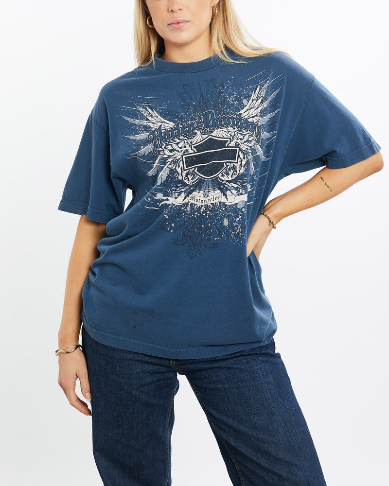 Vintage, Harley, Davidson, Tee, The Real Deal, size medium, colour Navy, newtown, sydney, australia, thrift store, opshop, preloved, secondhand, sustainable, retro, antique, 70s, 80s, 90s, 2000s, 00s, fashion, clothing, streetwear, trendy, garment, style, boutique, store, shop, archive, sale, cheap, best, top, T-Shirts