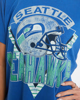 Vintage, 80s, NFL, Seattle, Seahawks, Tee, The Real Deal, size extra small, colour Blue, newtown, sydney, australia, thrift store, opshop, preloved, secondhand, sustainable, retro, antique, 70s, 80s, 90s, 2000s, 00s, fashion, clothing, streetwear, trendy, garment, style, boutique, store, shop, archive, sale, cheap, best, top, T-Shirts