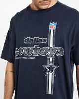 Vintage, 90s, NFL, Dallas, Cowboys, Tee, The Real Deal, size extra large, colour Navy, newtown, sydney, australia, thrift store, opshop, preloved, secondhand, sustainable, retro, antique, 70s, 80s, 90s, 2000s, 00s, fashion, clothing, streetwear, trendy, garment, style, boutique, store, shop, archive, sale, cheap, best, top, T-Shirts