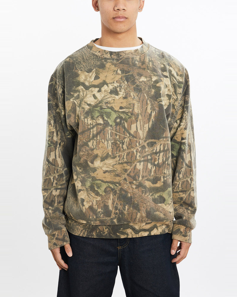 Vintage, Realtree, Camo, Sweatshirt, The Real Deal, size large, colour Brown, newtown, sydney, australia, thrift store, opshop, preloved, secondhand, sustainable, retro, antique, 70s, 80s, 90s, 2000s, 00s, fashion, clothing, streetwear, trendy, garment, style, boutique, store, shop, archive, sale, cheap, best, top, Sweats and hoodies